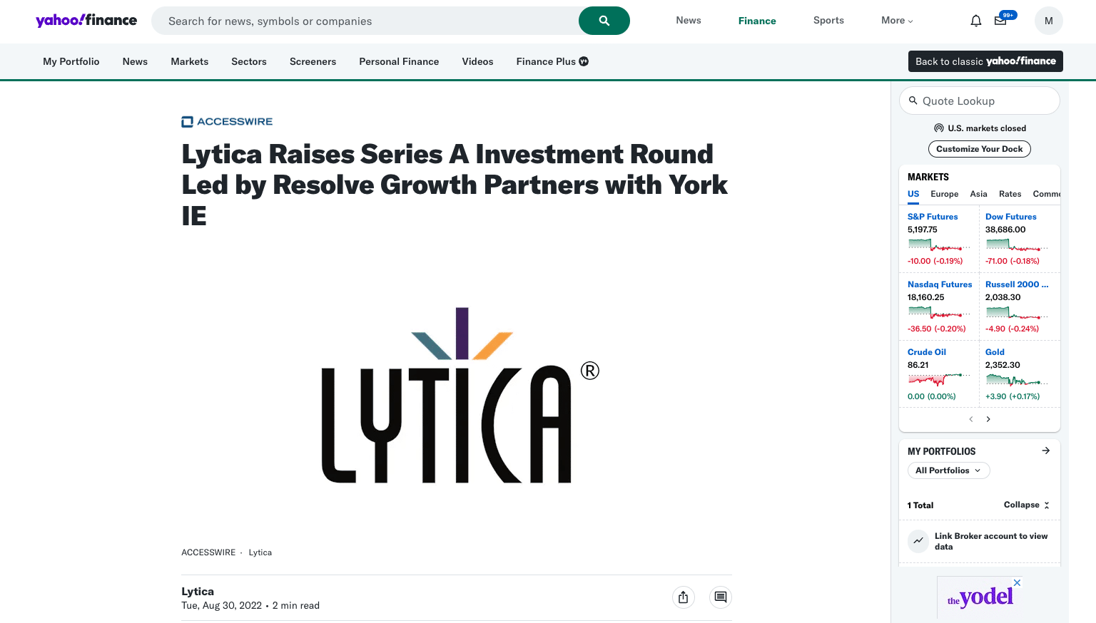 lytica funding announcement example